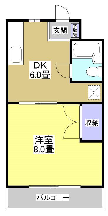 ハイツ石塚掛川A(1DK/2階)の間取り写真