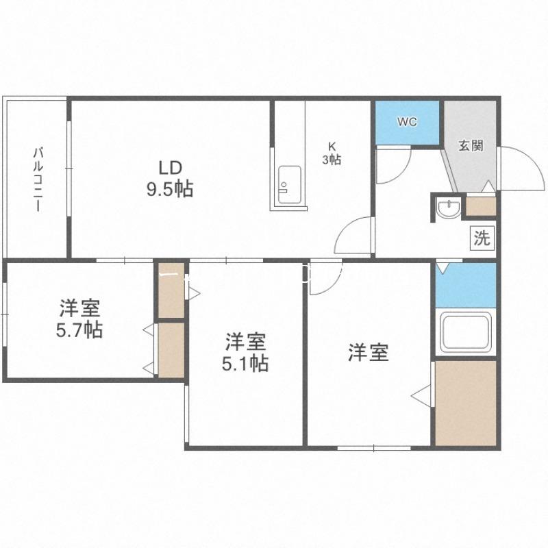 LORANGEオランジュ(3LDK/4階)の間取り写真