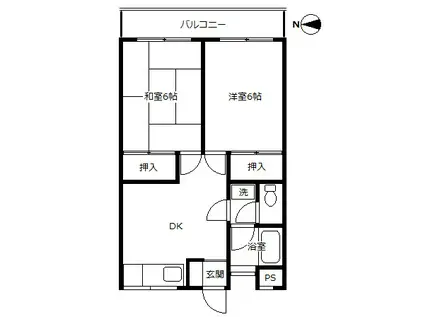 セントラルハイツ(2DK/2階)の間取り写真