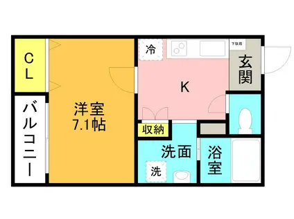 FORESTCOURT(1K/1階)の間取り写真