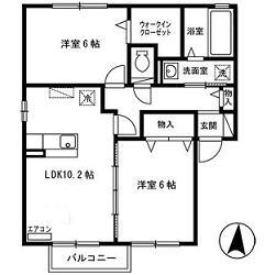 アメニティおおうちC(2LDK/2階)の間取り写真