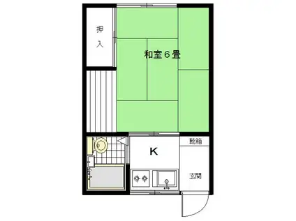 持田荘(1K/2階)の間取り写真