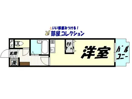 ラックユニティ上到津(1K/2階)の間取り写真