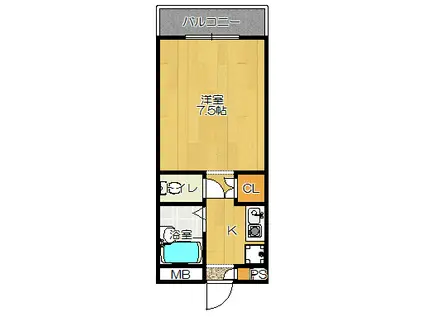 ハイツ浪花(1K/3階)の間取り写真