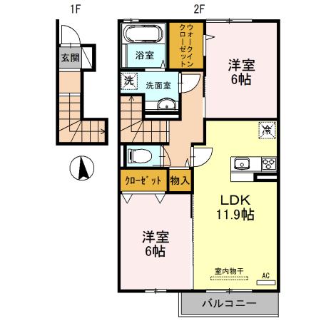 ステラ ポラリス(2LDK/2階)の間取り写真