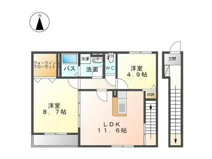 フォレストIII(2LDK/2階)の間取り写真