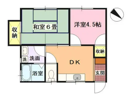 ベルウッド宇佐美(2DK/2階)の間取り写真