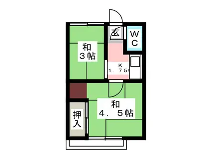 石川荘(2K/1階)の間取り写真
