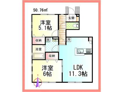 PH カーサ湘南台 IV(2LDK/1階)の間取り写真