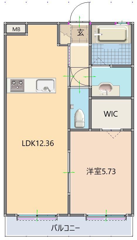 ジュールフェリエ(1LDK/2階)の間取り写真