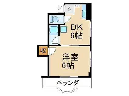 横山ハイツ(1DK/3階)の間取り写真