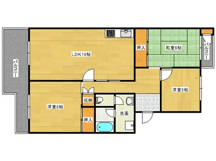 鈴が峰第47号棟(3LDK/3階)の間取り写真