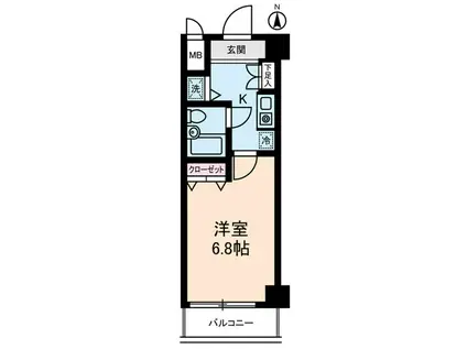 ダイヤモンドスクエア桜台I(1K/8階)の間取り写真