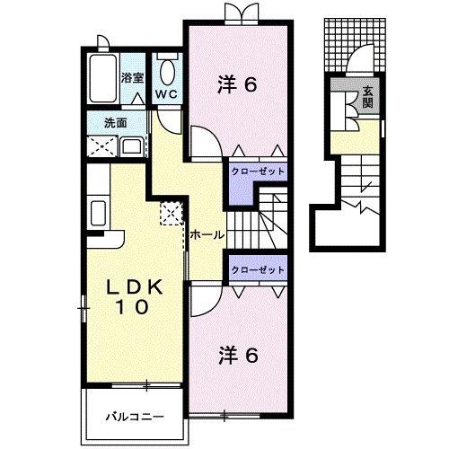 アヴァンティ黒井II(2LDK/2階)の間取り写真
