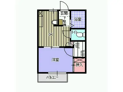 ビレッジ巴(1DK/2階)の間取り写真