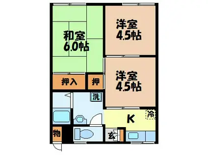 大川ハイツ(3K/1階)の間取り写真