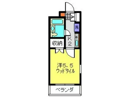 セザール第二鶴間(1K/2階)の間取り写真