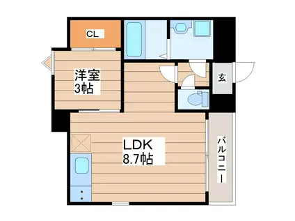 REGALEST CASA北仙台(1LDK/2階)の間取り写真
