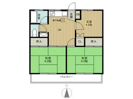 パークハイツII(3DK/2階)の間取り写真