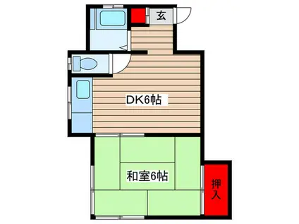 新幸荘(1DK/2階)の間取り写真