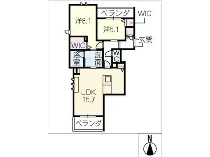 リオリエントグランコート長良(2LDK/2階)の間取り写真