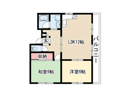 覚王山サウスマンション(2LDK/2階)の間取り写真