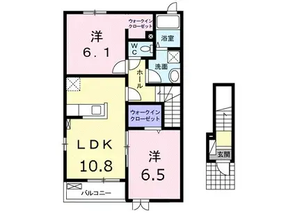 マイハウスよこやま雅2号館(2LDK/2階)の間取り写真