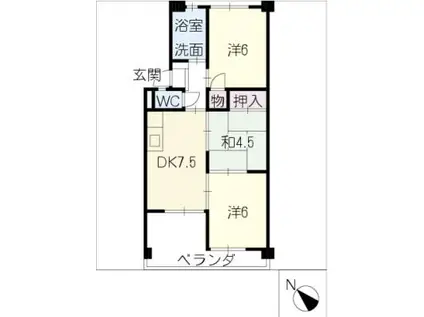 六軒屋農住コーポ松栄(3DK/2階)の間取り写真