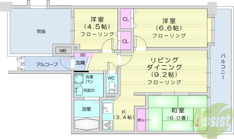 ライオンズガーデン泉中央(3LDK/8階)の間取り写真