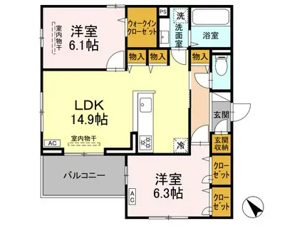 ルミエール高須(2LDK/3階)の間取り写真