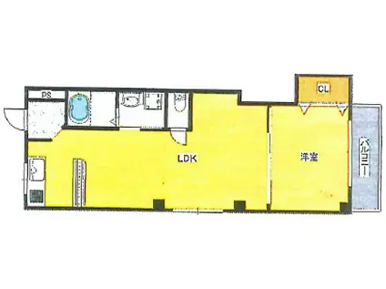 広瀬マンション(1LDK/3階)の間取り写真