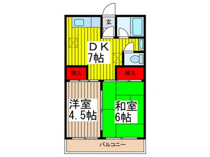 ビューシャルム松本(2DK/4階)の間取り写真