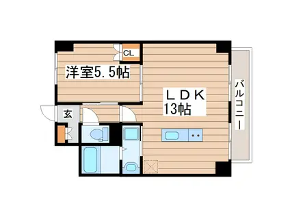 LUANA・AIR・RESIDENCE長町(1LDK/2階)の間取り写真