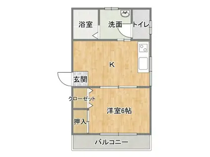 グランドゥール植田(1DK/2階)の間取り写真