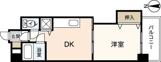 ミッションデルタ(1DK/7階)の間取り写真