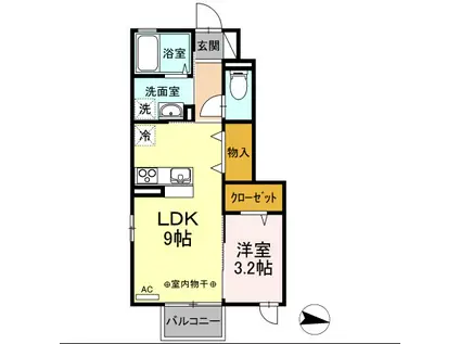DR相馬駅前II(1LDK/1階)の間取り写真