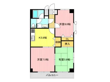 TRビル(3K/3階)の間取り写真