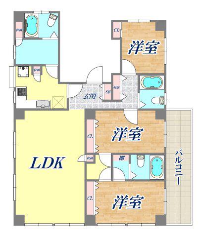 ベルモントマンション(3LDK/3階)の間取り写真