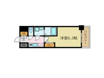 エスリード神戸レジデンス(1K/9階)の間取り写真