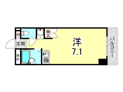 西灘駅前ハイツ(ワンルーム/4階)の間取り写真