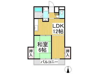 カーサスズキ(1LDK/3階)の間取り写真