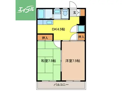 田村ビル(2DK/2階)の間取り写真