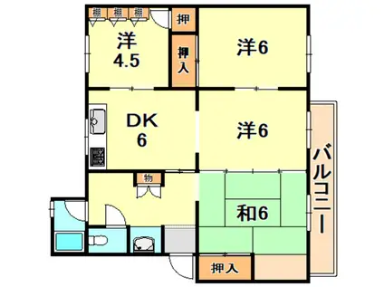 青山台20号棟(4DK/3階)の間取り写真