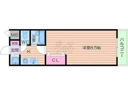 アロース我孫子東(1K/4階)の間取り写真