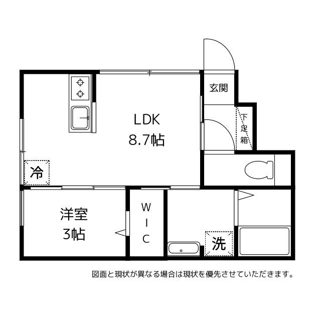 BASE稲荷元町II(1LDK/1階)の間取り写真