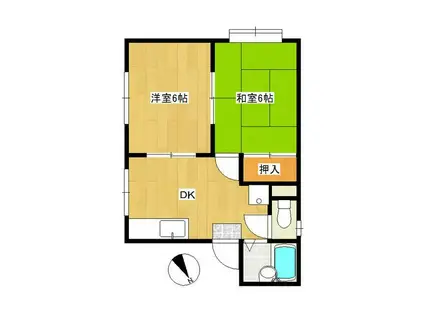 オダハイツ(2DK/1階)の間取り写真