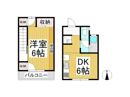 ラバーズハイツB(1DK/1階)の間取り写真