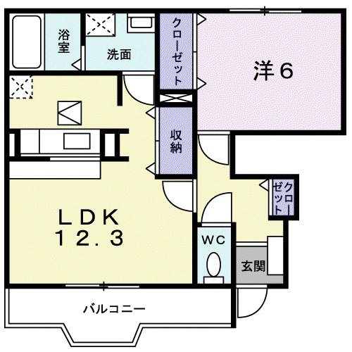 メゾンプラシード(1LDK/1階)の間取り写真
