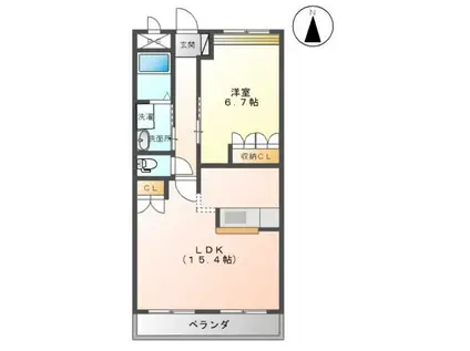 S&K大門(1LDK/2階)の間取り写真