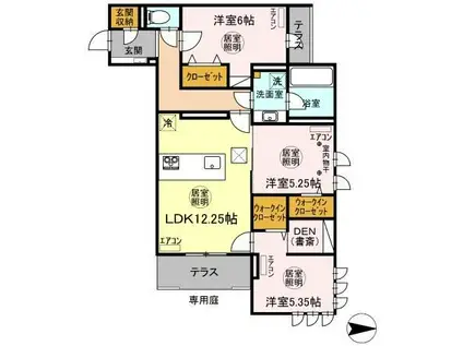 アピシウス(3LDK/1階)の間取り写真